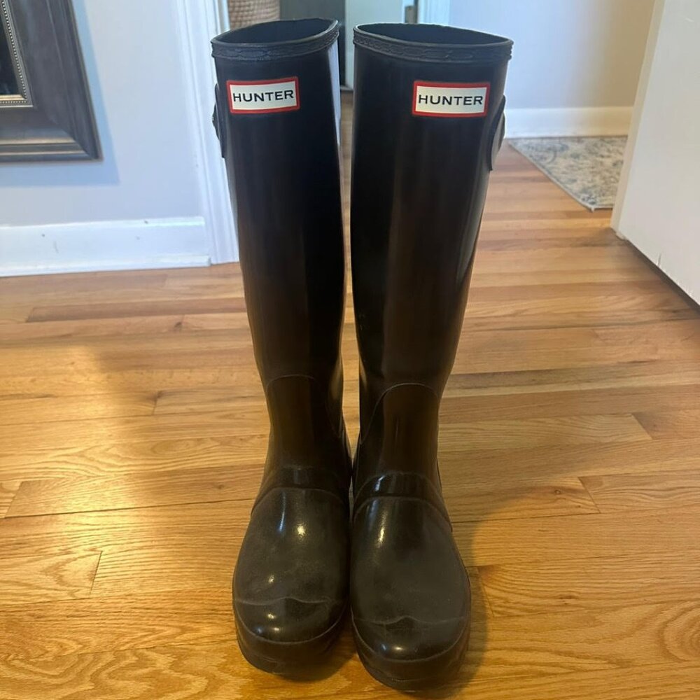 Black Patent Hunter Boots US 9 EU 40-41